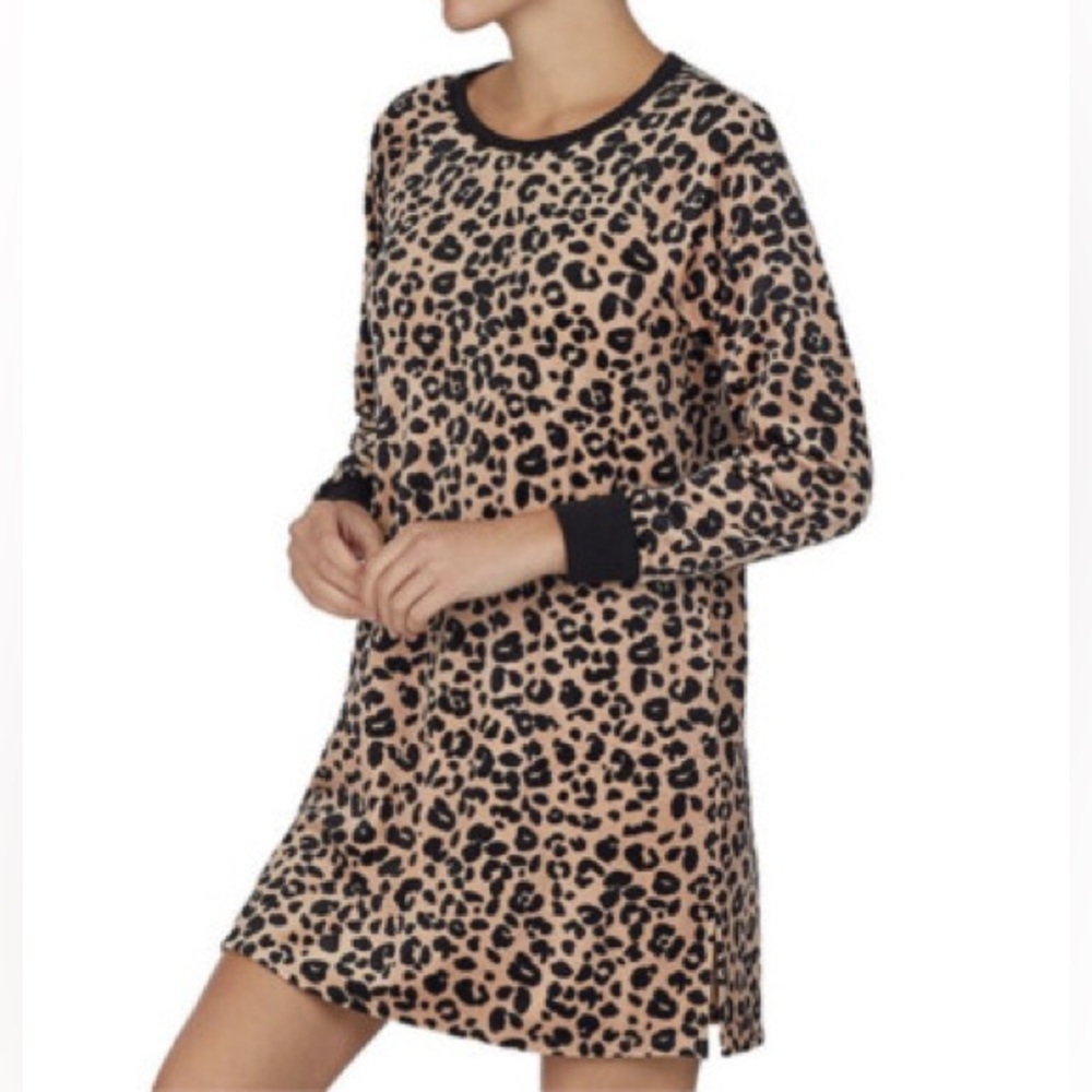 Kate Spade New York Brushed Jersey Animal Print Long Sleep Shirt sz Medium